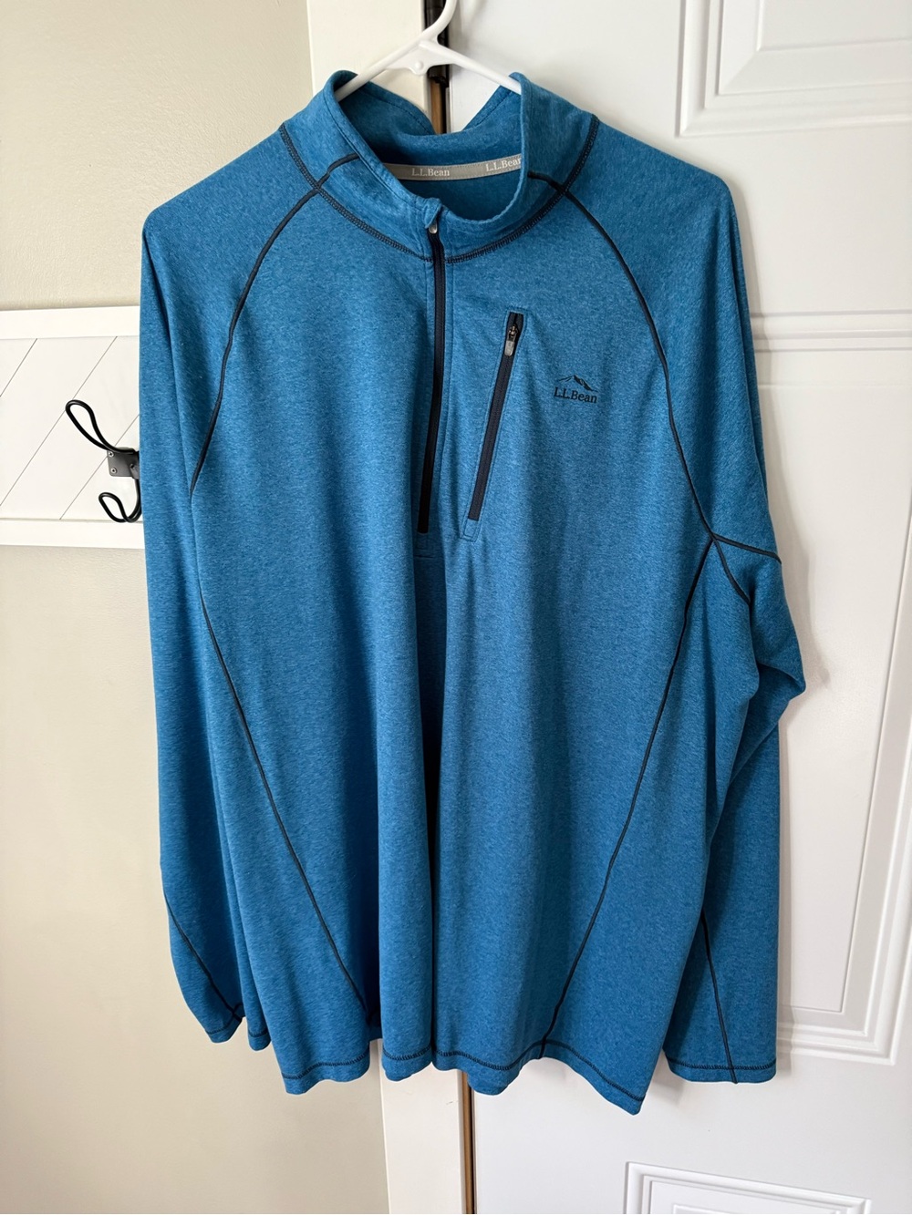 L.L.Bean Men's Heathered Teal Quarter-Zip Pullover